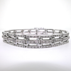 14k White Gold Men's Diamond Bracelet 3.18 Cts