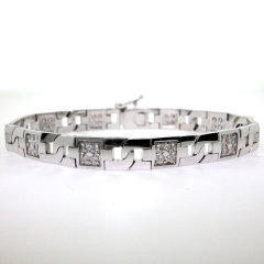 14k White Gold Men's Diamond Bracelet 2.07 Cts