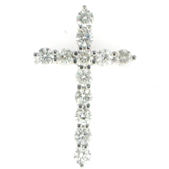 14k White Gold Diamond Cross Pendant 1.06 Cts 