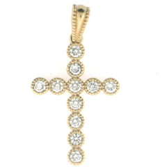 14k Yellow Gold Diamond Cross Pendant 0.72