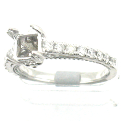 14k White Gold Diamond Semi Mount Antique Engagement Ring 0.65 Cts