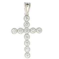 14k White Gold Diamond Cross Pendant 0.72 Cts