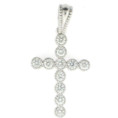 14k White Gold Diamond Cross Pendant 0.50 Cts 