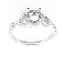 14k White Gold Halo Semi Mount Diamond Engagment Ring 0.59 Cts 