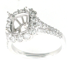 14k White Gold Semi Mount Diamond Ring 1.15 Cts