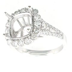 14k White Gold Semi Mount Diamond Ring 1.25 Cts