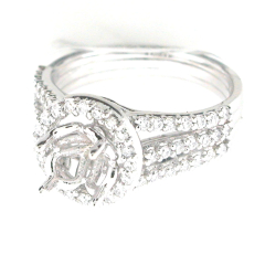 14k White Gold Semi Mount Diamond Ring 0.79 Cts