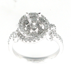 14k White Gold Semi Mount Diamond Ring 0.70 Cts