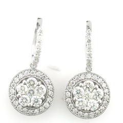 14k White Gold Diamond Earrings 3.36 Cts