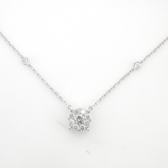 14k White Gold Diamond by the Yard Cluster Necklace 1.23 Cts 