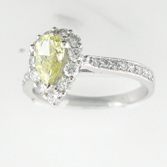 14k White Gold Yellow Diamond Halo Ring 0.54 Cts