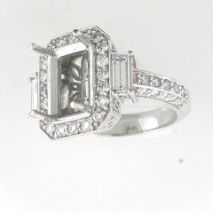 14k White Gold Semi Mount Halo Diamond Ring 1.12 Cts 