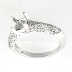 14k White Gold Semi Mount Diamond Halo Engagement Ring 0.63 Cts