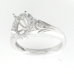 14k White Gold Semi Mount Diamond Halo Ring 0.31 Cts