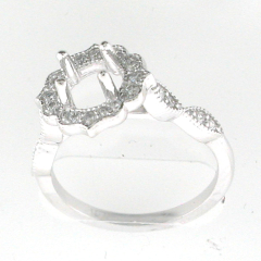 14k White Gold Semi Mount Diamond Halo Ring 0.42 Cts 