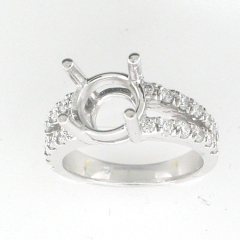 14k White Gold Semi Mount Split Shank Diamond Ring 0.80 Cts 