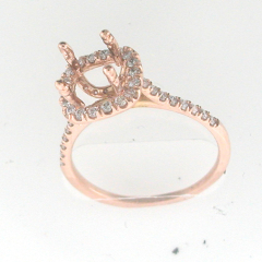 14k Rose Gold Semi Mount Halo Cathedral Diamond Ring 0.62 Cts 