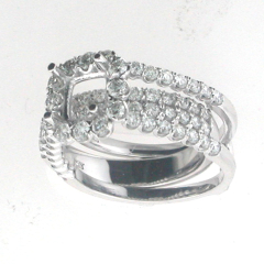 14k White Gold Semi Mount Diamond Halo Ring 1.61 Cts