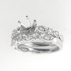 14k White Gold Semi Mount Diamond Halo Ring 0.63 Cts 