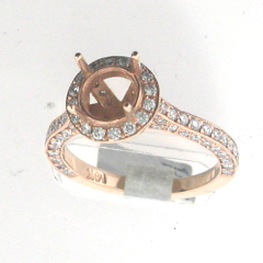 14k Rose Gold Semi Mount Diamond Ring 1.07 Cts 