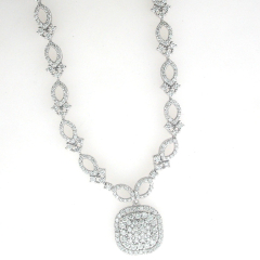 14k White Gold Diamond Necklace 2.40 Cts 