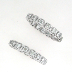 14k White Gold Diamond Hoop Earrings 2.80 Cts