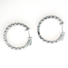 14k White Gold Diamond Hoop Earrings 3.10 Cts
