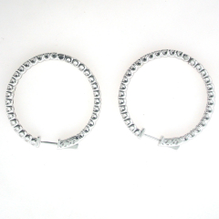 14k White Gold Diamond Hoop Earrings 4.42 Cts