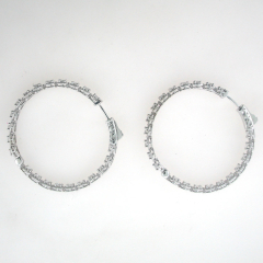 14k White Gold Diamond Hoop Earrings 2.68 Cts