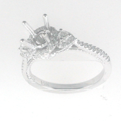 14k White Gold Semi Mount Diamond Engagement Ring 0.56 Cts