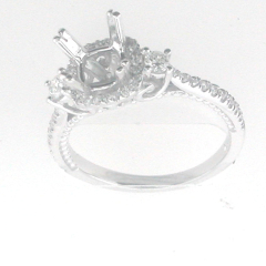 14k White Gold Semi Mount Diamond Engagement Ring 0.56 Cts