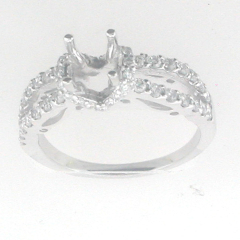 14k White Gold Semi Mount Diamond Engagement Ring 0.73 Cts