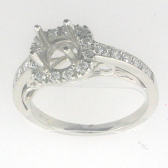 14k White Gold Semi Mount Diamond Engagement Ring 0.65 Cts