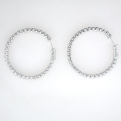 14k White Gold Diamond Hoop Earrings 3.67 Cts 