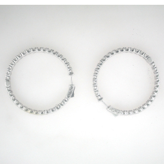 14k White Gold Diamond Hoop Earrings 6.96 Cts 