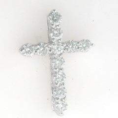 14k White Gold Diamond Cross Pendent 1.71 Cts