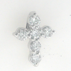 14k White Gold Diamond Cross Pendent 1.00 Cts