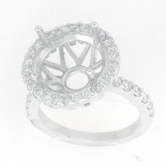 14k White Gold Semi Mount Diamond Ring 0.97 Cts
