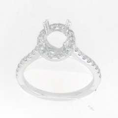 14k White Gold Semi Mount Diamond Ring 0.55 Cts