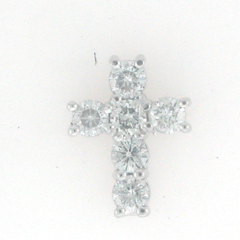 14k White Gold Diamond Cross Pendent 0.96 Cts
