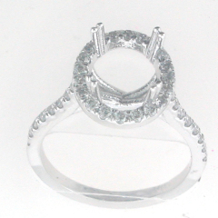 14k White Gold Semi Mount Diamond Ring 0.77 Cts