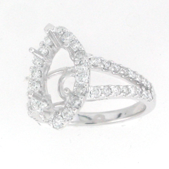 14k White Gold Semi Mount Marquise Diamond Ring 1.17 Cts 
