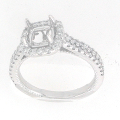 14k White Gold Semi Mount Diamond Engagement Ring 0.80 Cts