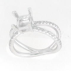 14k White Gold Semi Mount Diamond Ring 0.61 Cts