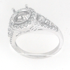 14k White Gold Semi Mount Diamond Ring 0.89 Cts