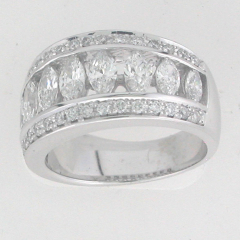 14k White Gold Marquise Diamond Ring 1.45 Cts