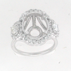 14k White Gold Semi Mount Halo Diamond Ring 1.32 ctw