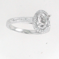 14k White Gold Semi Mount Halo Diamond Ring 0.20 ctw
