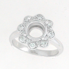 14k White Gold Semi Mount Halo Ring 0.43 ctw