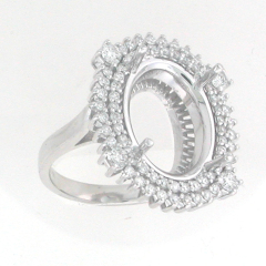 14k White Gold Semi Mount Diamond Halo Ring 1.20 Ctw